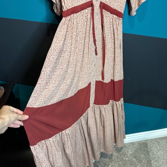 Bohemian Red and Cream Maxi Dress - Picture 5 of 14
